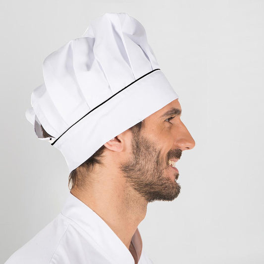 448600-001 - GORRO CHEF CON VELCRO BLANCO VIVO NEGRO