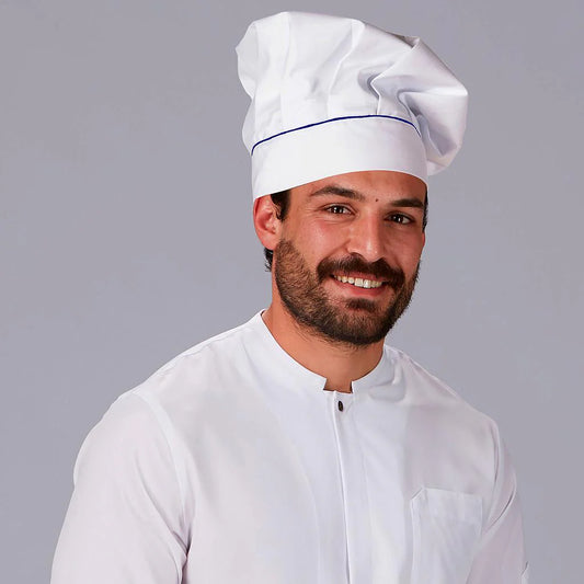 448600-104 - GORRO CHEF CON VELCRO BLANCO VIVO COLOR MARINO
