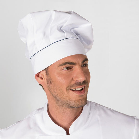 448600-104 - GORRO CHEF CON VELCRO BLANCO VIVO MARINO