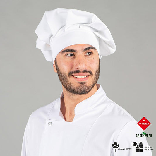 450100-101 - GORRO GRAN CHEF TEJIDO RECICLADO Y ORGANICO KLOPMAN BLANCO