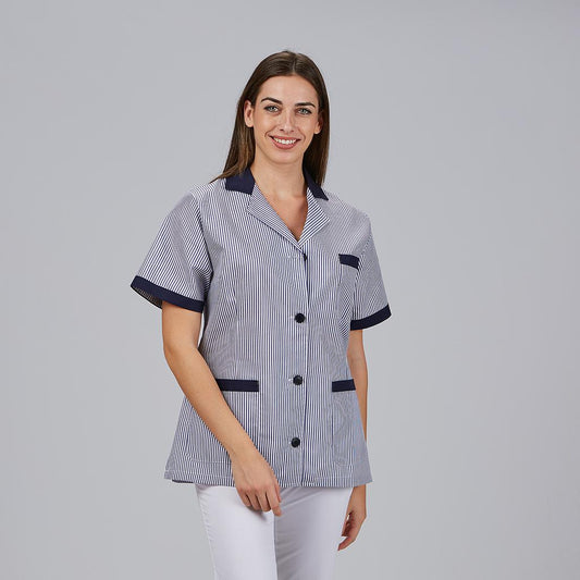 522000-402 - BATA MUJER CORTA VICHY M/C COMBINADA RAYA MARINO