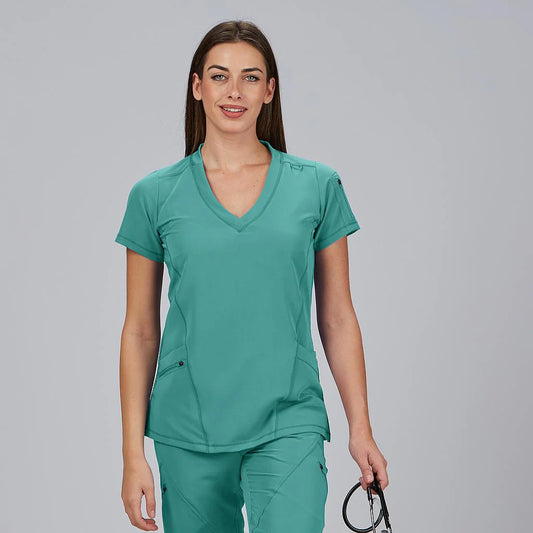600074-115 - BLUSA MUJER CUELLO CANALE M/C NANCY TURQUESA