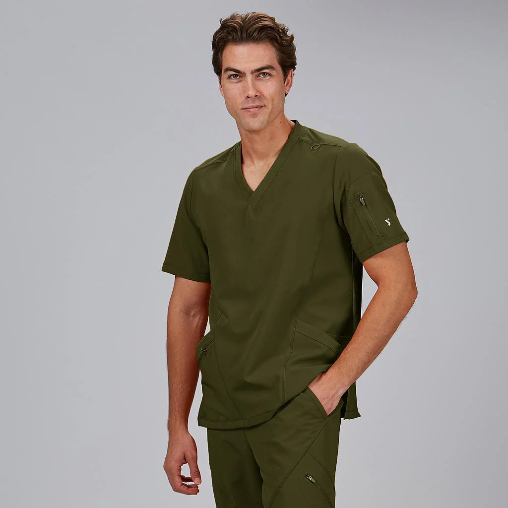 600077-154 - BLUSA HOMBRE CUELLO CANALE M/C RUBEN VERDE MUSGO