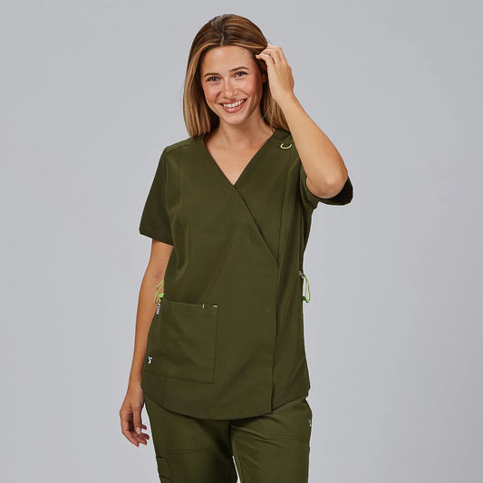 600079-154 - BLUSA MUJER FRUNCIDO ESPALDA M/C ELIRA VERDE MUSGO