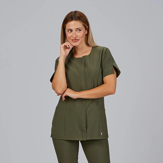 600082-149 - BLUSA MUJER ESCOTE CAJA M/C JANA VERDE CAQUI