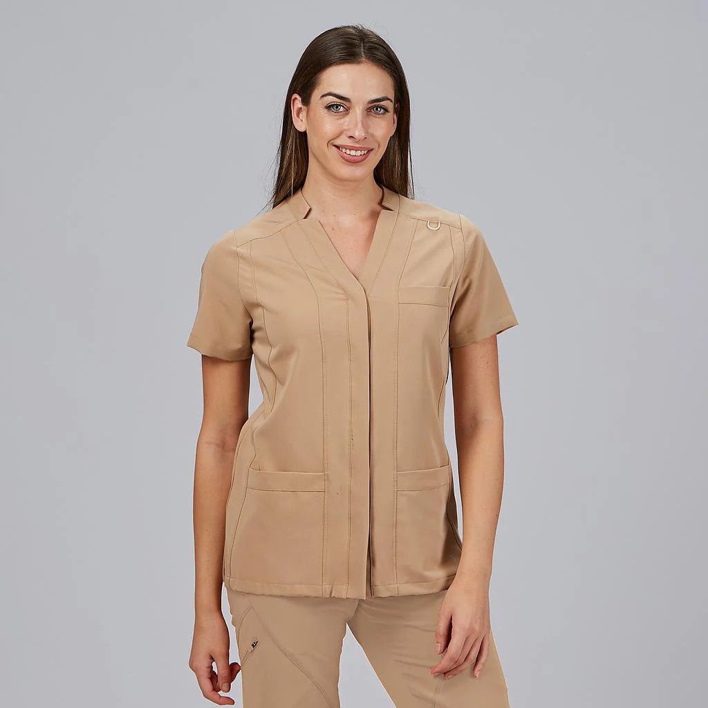 600086-151 - BLUSA MUJER ABIERTA M/C MARLA CAMEL
