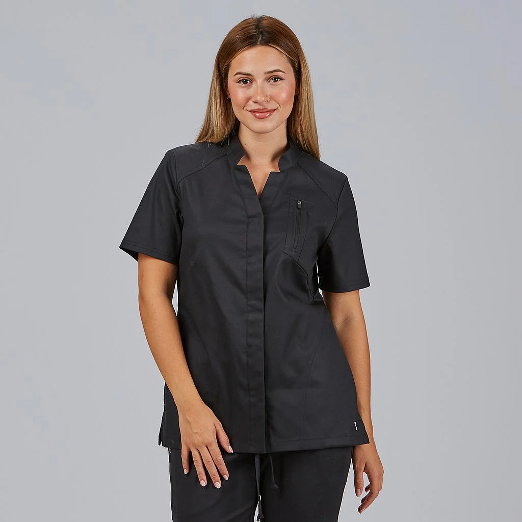 600087-001 - BLUSA MUJER ABIERTA M/C MINA NEGRO