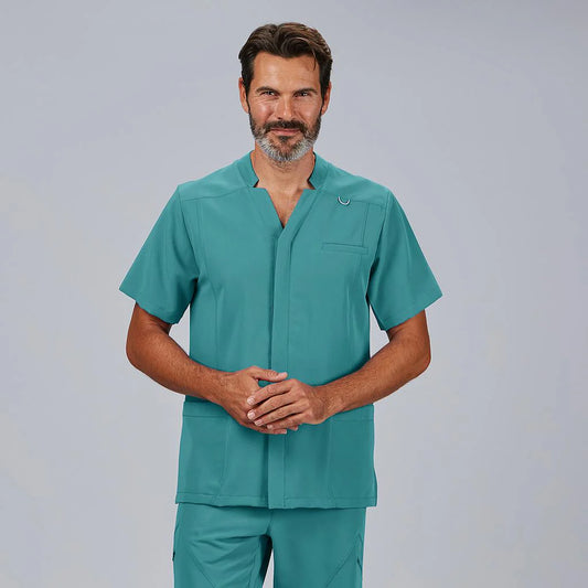 600088-115 - BLUSA HOMBRE ABIERTA M/C ALFRED TURQUESA