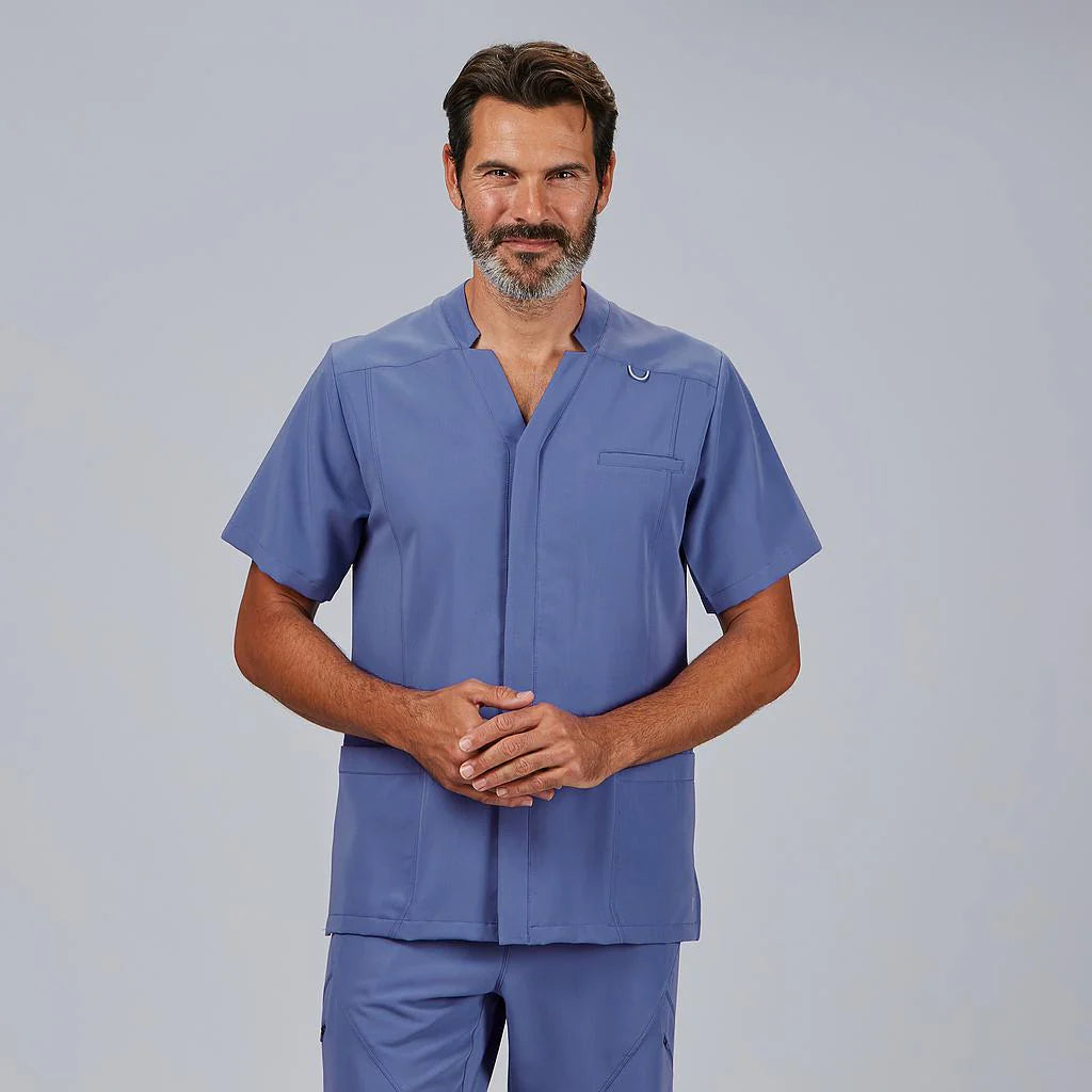 600088-169 - BLUSA HOMBRE ABIERTA M/C ALFRED AZUL MAYA