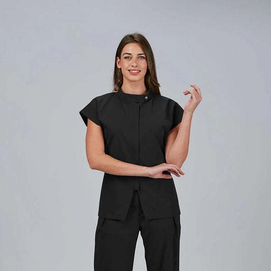 600089-001 - BLUSA MUJER ABIERTA CREMALLERA M/C MUSA NEGRO