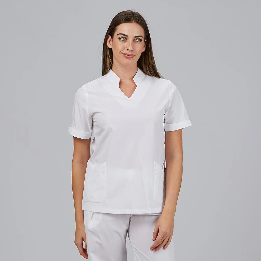 600091-101 - BLUSA MUJER CERRADA BOLSILLOS M/C MAY BLANCO