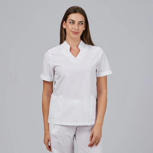 600091-101 - BLUSA MUJER CERRADA BOLSILLOS M/C MAY BLANCO