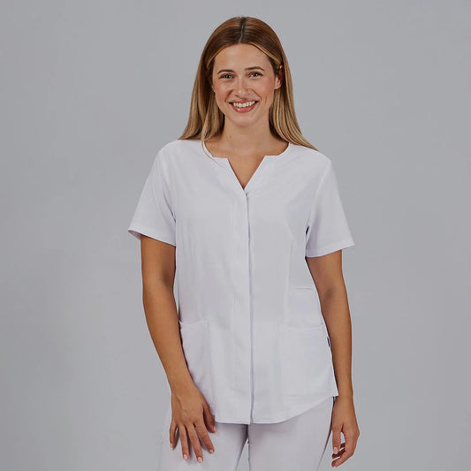 600092-101 - BLUSA MUJER ABIERTA C/PICO M/C DULCINEA BLANCO