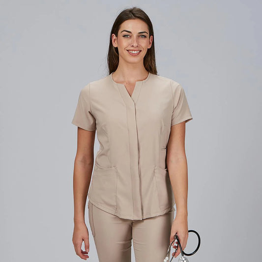 600092-110 - BLUSA MUJER ABIERTA C/PICO M/C DULCINEA BEIGE