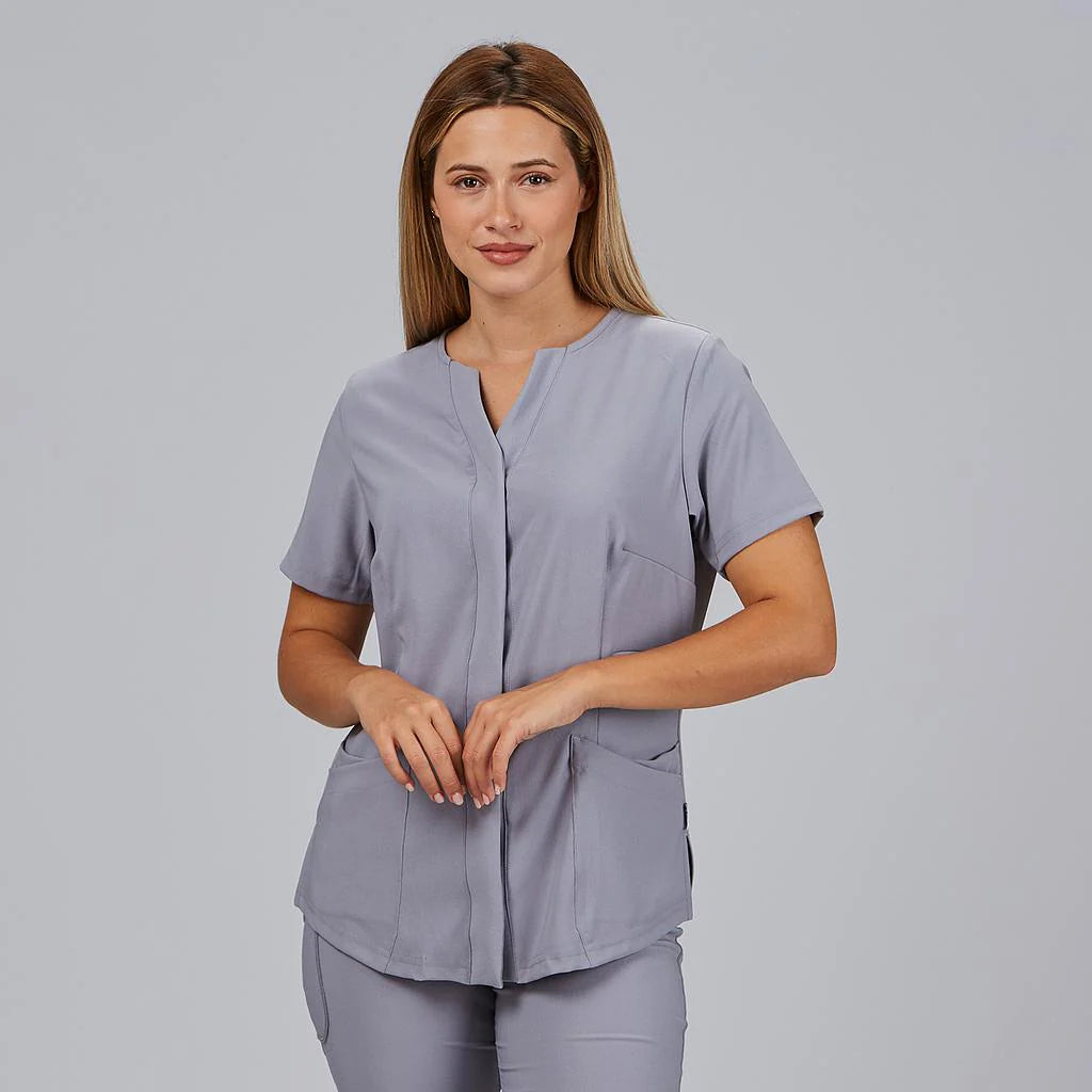 600092-117 - BLUSA MUJER ABIERTA C/PICO M/C DULCINEA GRIS PERLA