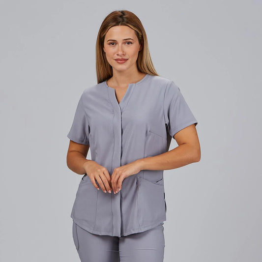 600092-117 - BLUSA MUJER ABIERTA C/PICO M/C DULCINEA GRIS PERLA