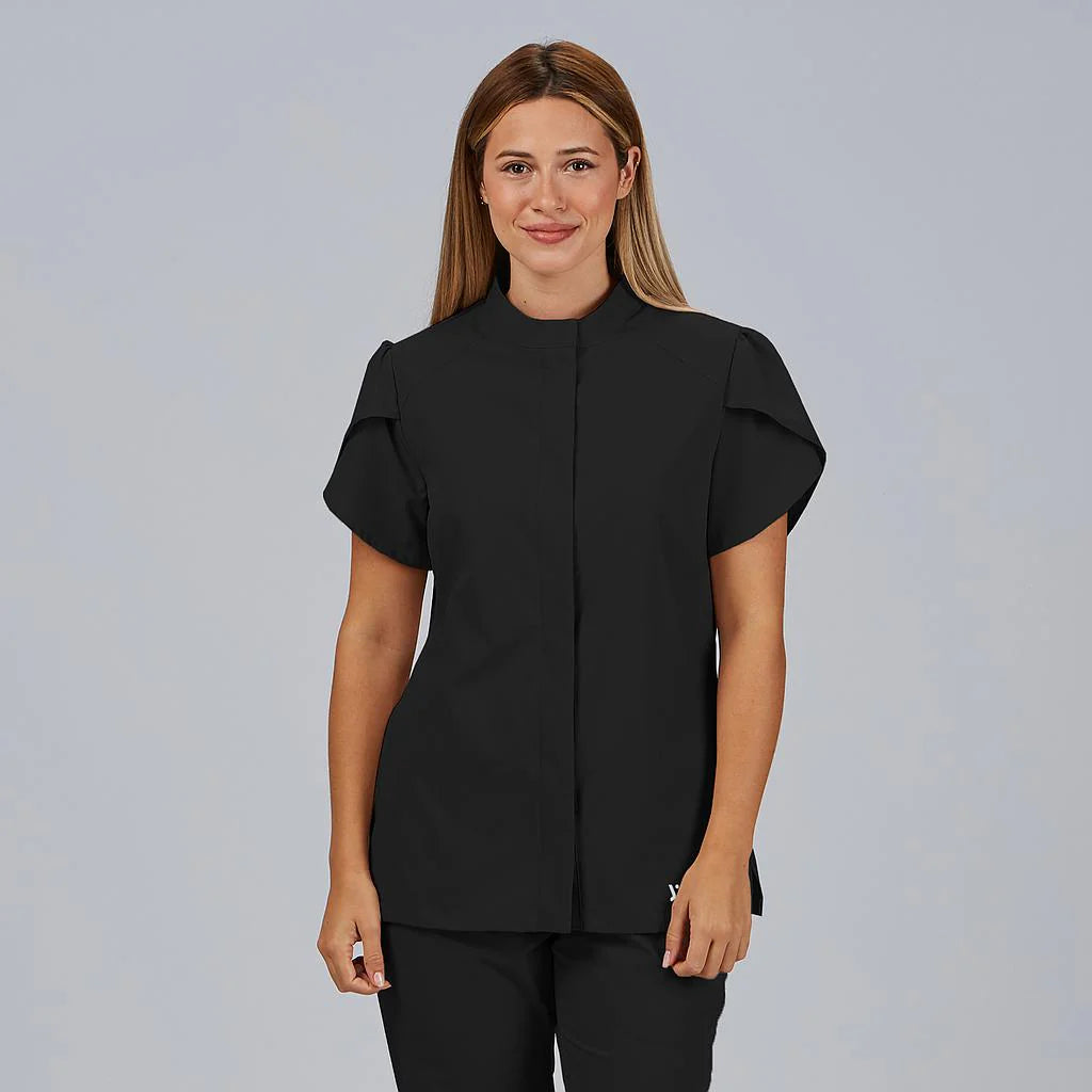 600093-001 - BLUSA MUJER BOTON OCULTO M/C LINA NEGRO