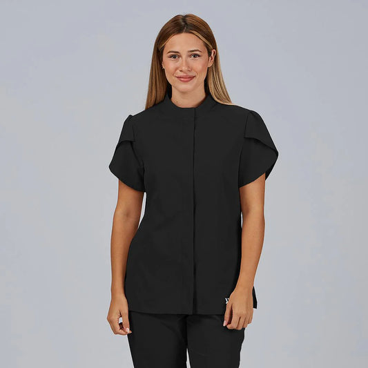 600093-001 - BLUSA MUJER BOTON OCULTO M/C LINA NEGRO