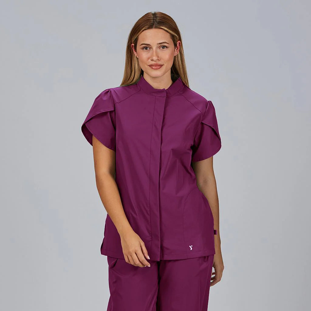 600093-119 - BLUSA MUJER BOTON OCULTO M/C LINA MALVA