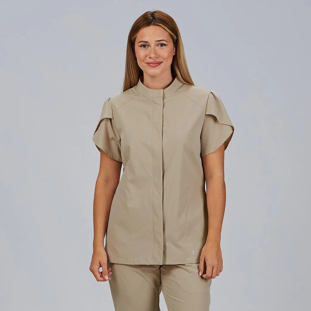 600093-142 - BLUSA MUJER BOTON OCULTO M/C LINA ARENA