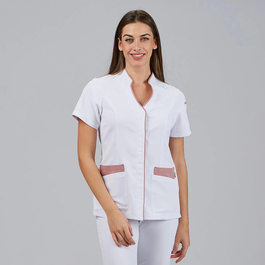 600094-157 - BLUSA MUJER ABIERTA CUELLO MAO M/C YLENA NUDE