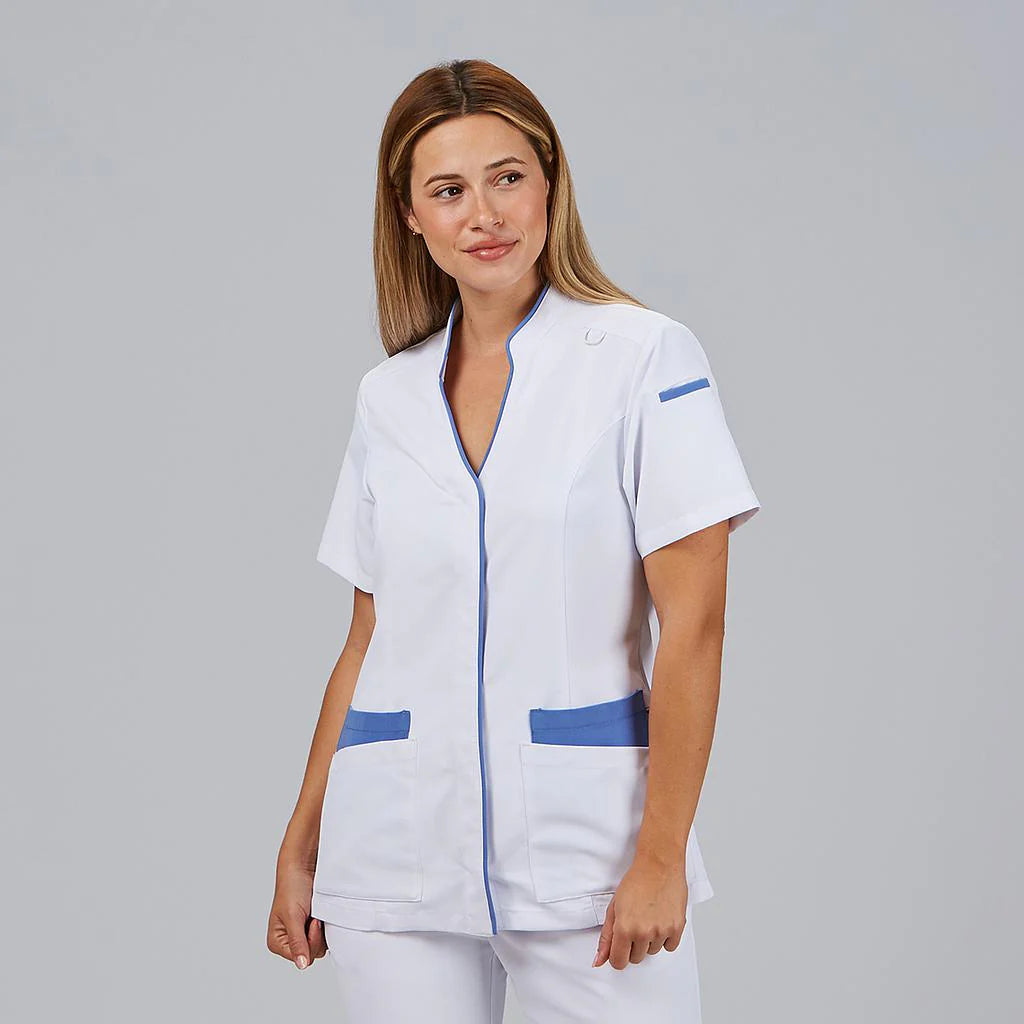600094-169 - BLUSA MUJER ABIERTA CUELLO MAO M/C YLENA AZUL MAYA