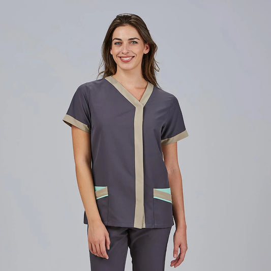600097-139 - BLUSA MUJER BOTON OCULTO CASSANDRA GRIS MARENGO