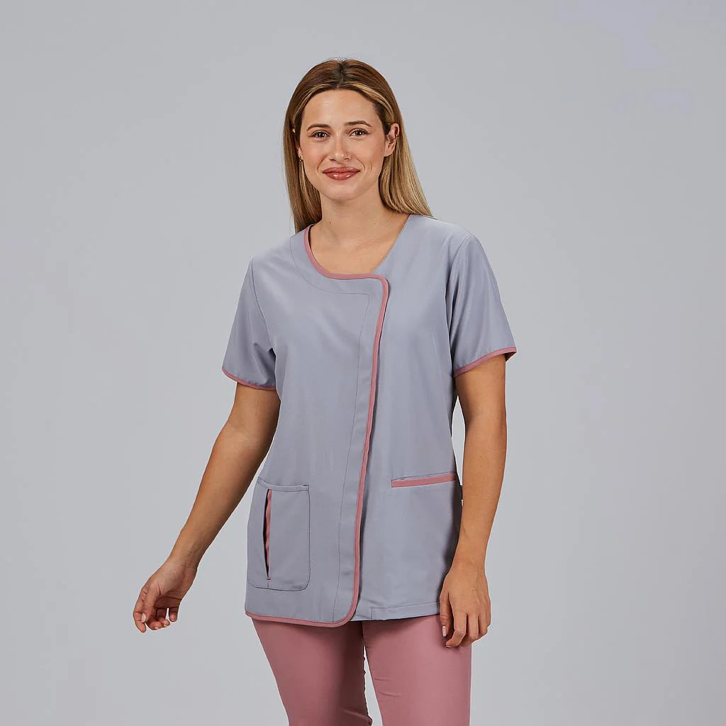 600098-117 - BLUSA MUJER BIES COMBINADO M/C CASILDA GRIS PERLA