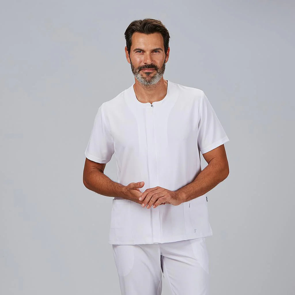 600101-101 - BLUSA HOMBRE CREMALLERA ESCOTE CAJA M/C JOAN BLANCO