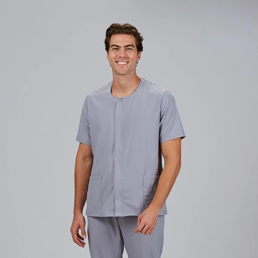 600101-117 - BLUSA HOMBRE CREMALLERA ESCOTE CAJA M/C JOAN GRIS PERLA