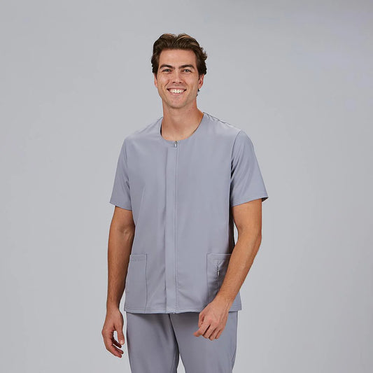 600101-117 - BLUSA HOMBRE CREMALLERA ESCOTE CAJA M/C JOAN GRIS PERLA