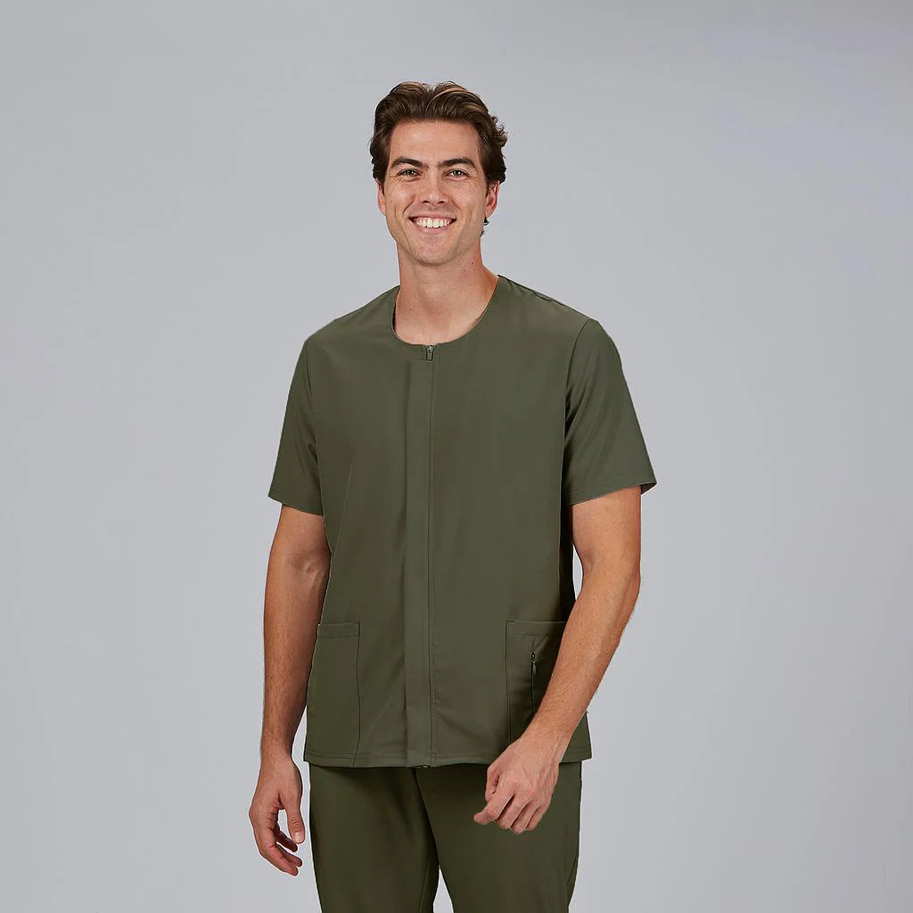 600101-149 - BLUSA HOMBRE CREMALLERA ESCOTE CAJA M/C JOAN VERDE CAQUI
