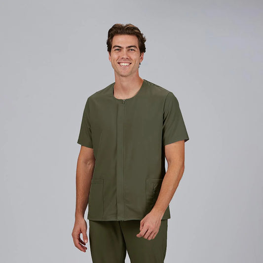 600101-149 - BLUSA HOMBRE CREMALLERA ESCOTE CAJA M/C JOAN VERDE CAQUI