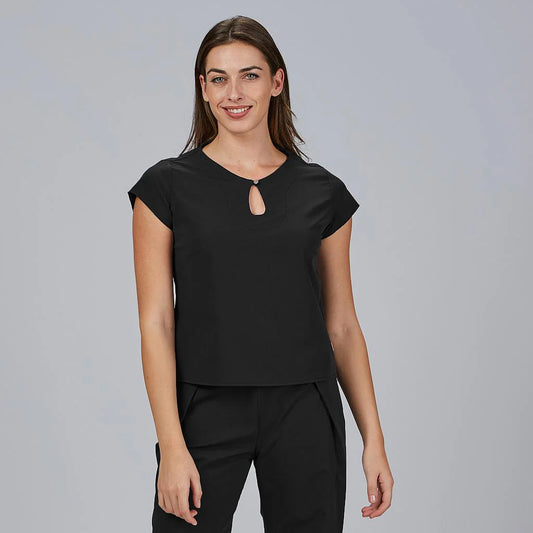 600104-001 - BLUSA MUJER ESCOTE LAGRIMA M/C PETRA NEGRO