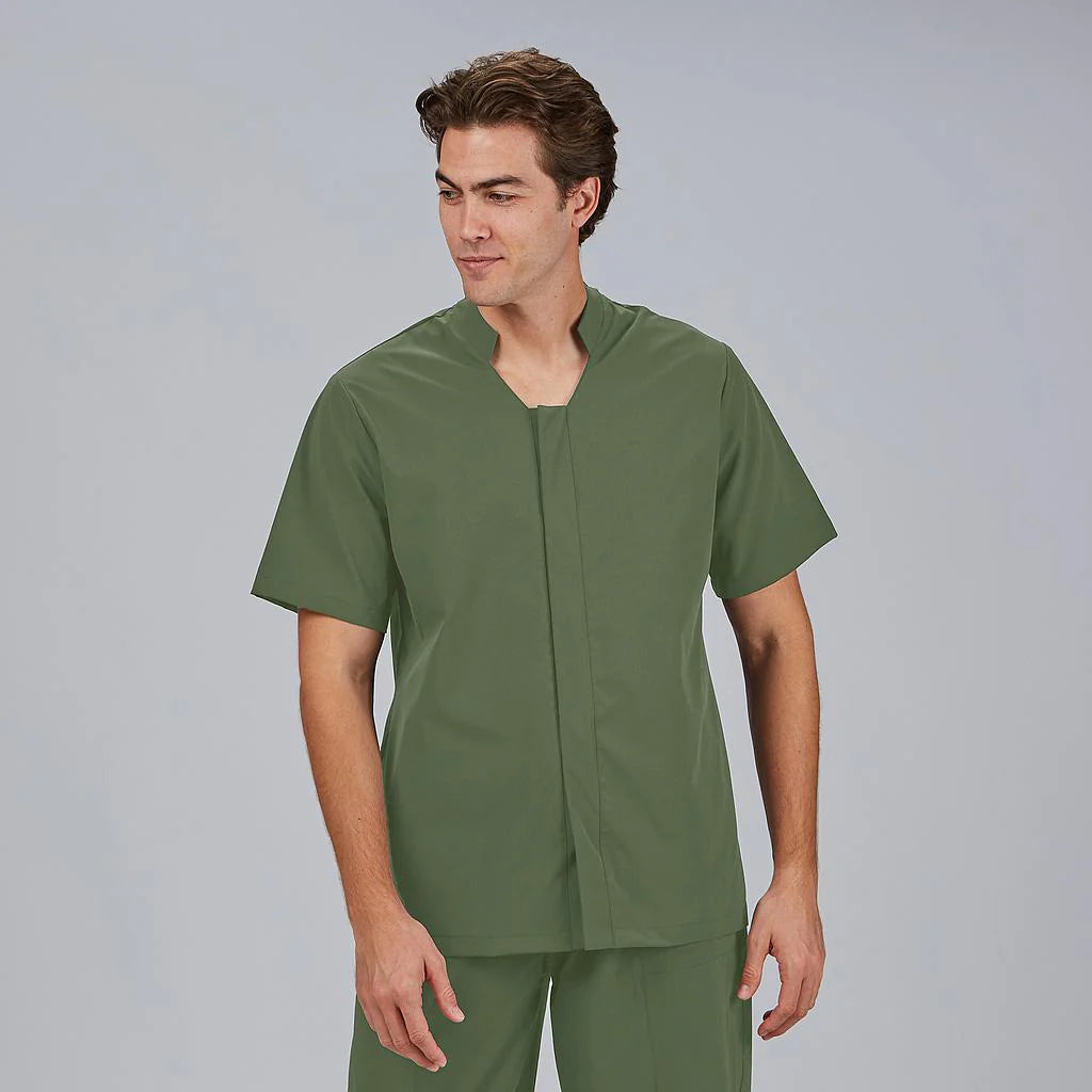 600105-149 - BLUSA HOMBRE BOTON OCULTO M/C MARC VERDE CAQUI