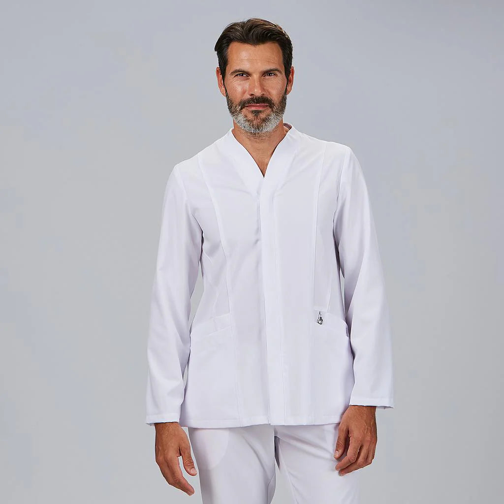 600107-101 - BLUSA HOMBRE ABIERTA M/L NILO BLANCO