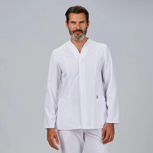 600107-101 - BLUSA HOMBRE ABIERTA M/L NILO BLANCO