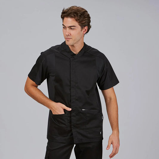 600108-001 - BLUSA HOMBRE BOTON OCULTO M/C JESUA NEGRO