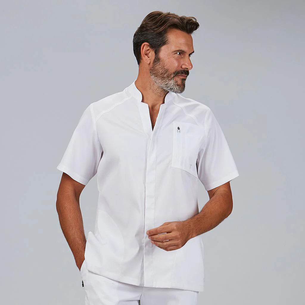 600109-101 - BLUSA HOMBRE ABIERTA M/C URIEL BLANCO