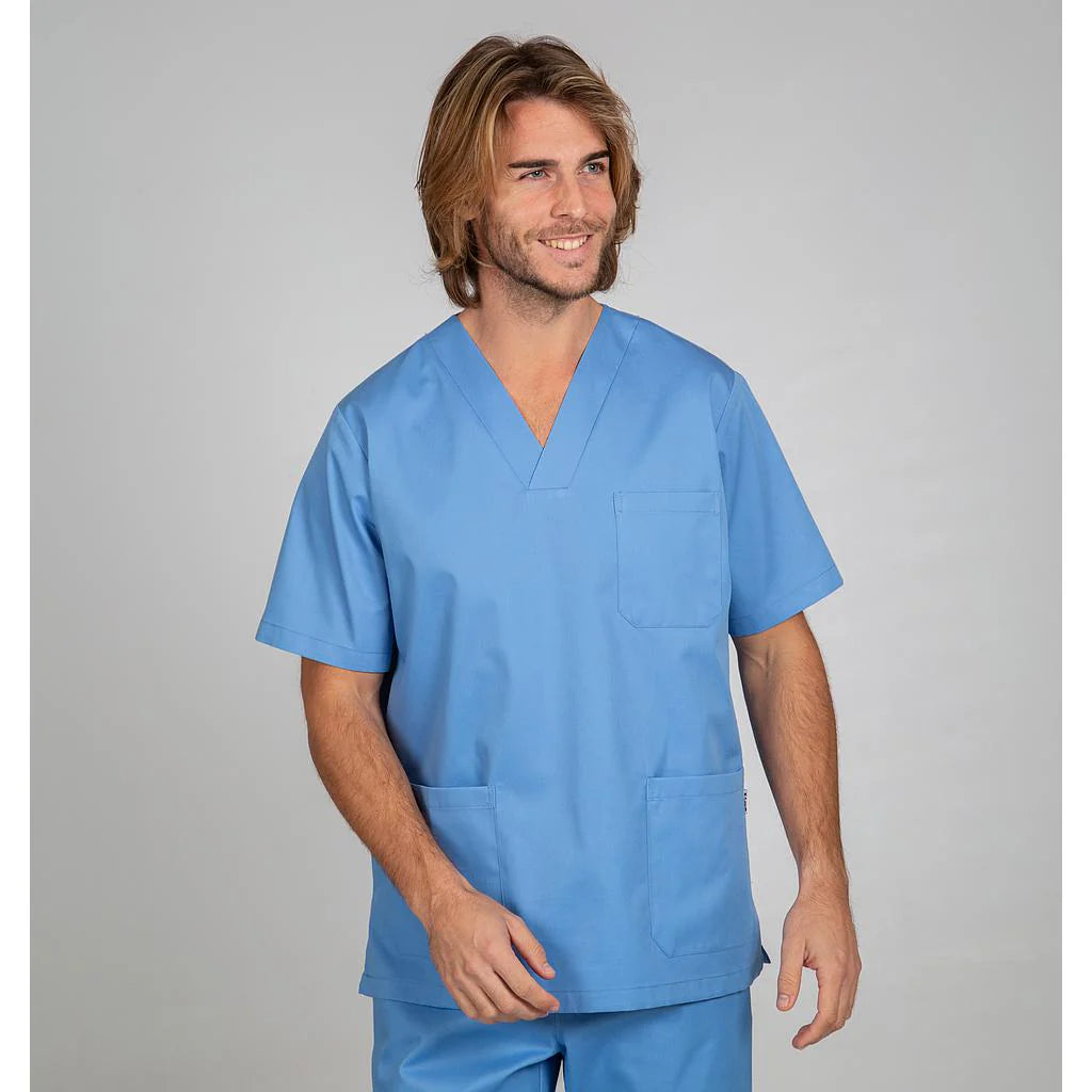603000-107 - BLUSA SANITARIO UNISEX PICO COLORES CELESTE