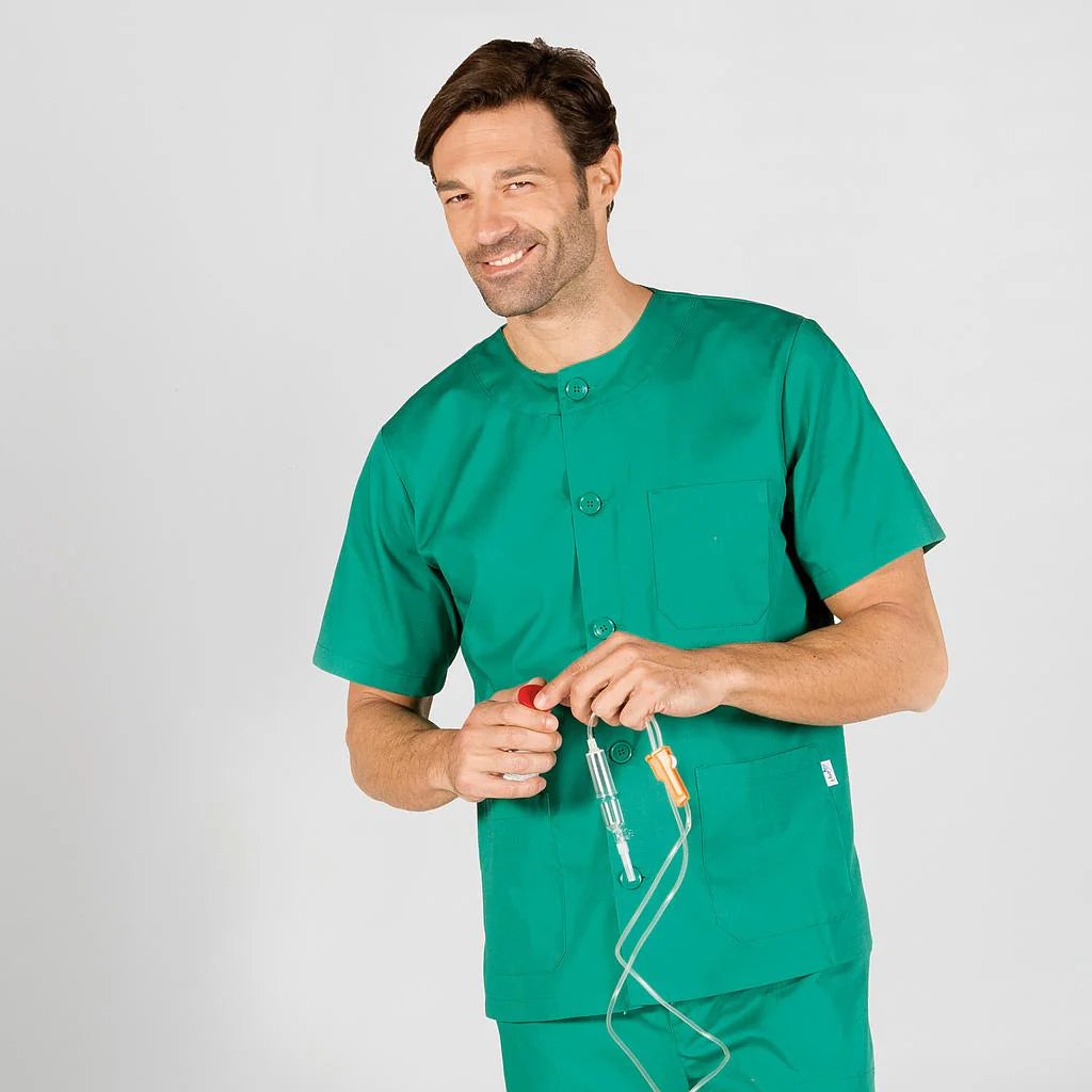 604000-108 - BLUSA SANITARIO UNISEX ABOTONADA COLORES VERDE