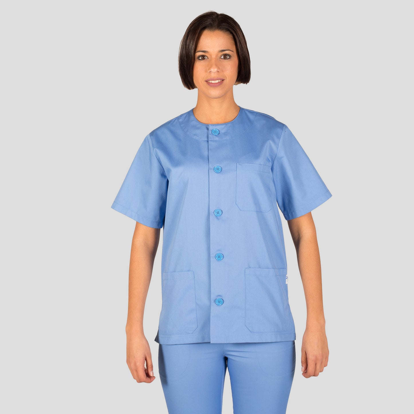 604000-107 - BLUSA SANITARIO UNISEX ABOTONADA CELESTE