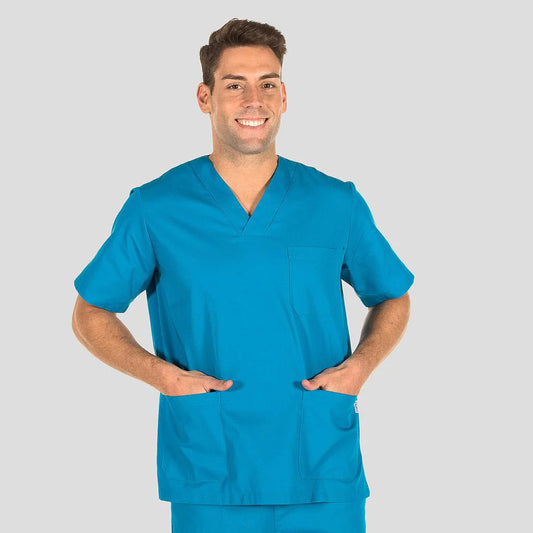 605000-115 - BLUSA SANITARIA UNISEX PICO COLORES TURQUESA