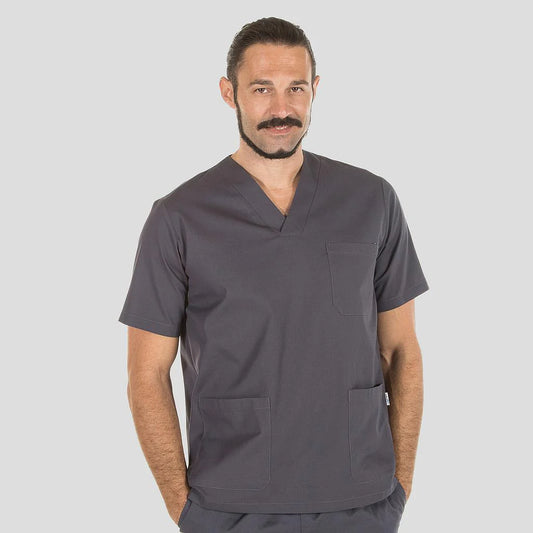 605000-139 - BLUSA SANITARIA UNISEX PICO COLORES GRIS MARENGO