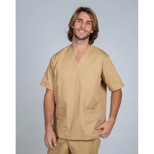 605000-141 - BLUSA SANITARIA UNISEX PICO COLORES CREMA