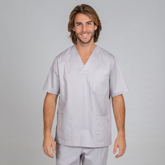 605000-117 - BLUSA SANITARIA UNISEX PICO GRIS PERLA