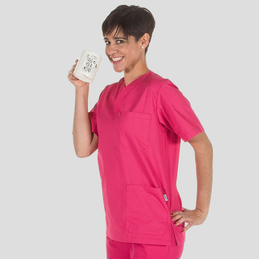 605000-125 - BLUSA SANITARIA UNISEX PICO FUCSIA