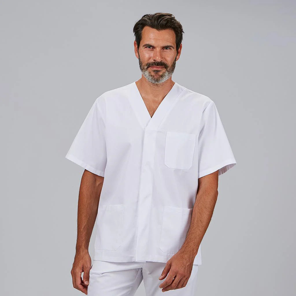 617901-101 - BLUSA HOMBRE SANITARIA BOTON PRESION M/C