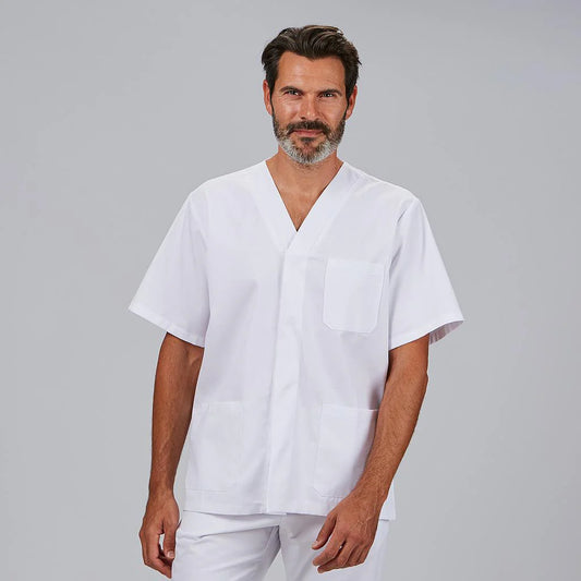 617901-101 - BLUSA HOMBRE SANITARIA BOTON PRESION M/C