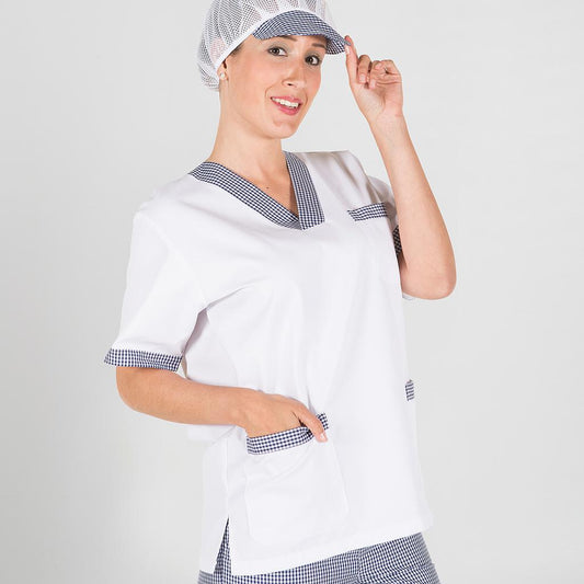 645400-1202 -BLUSA SANITARIO MUJER PICO SARGA BLANCA COMBI